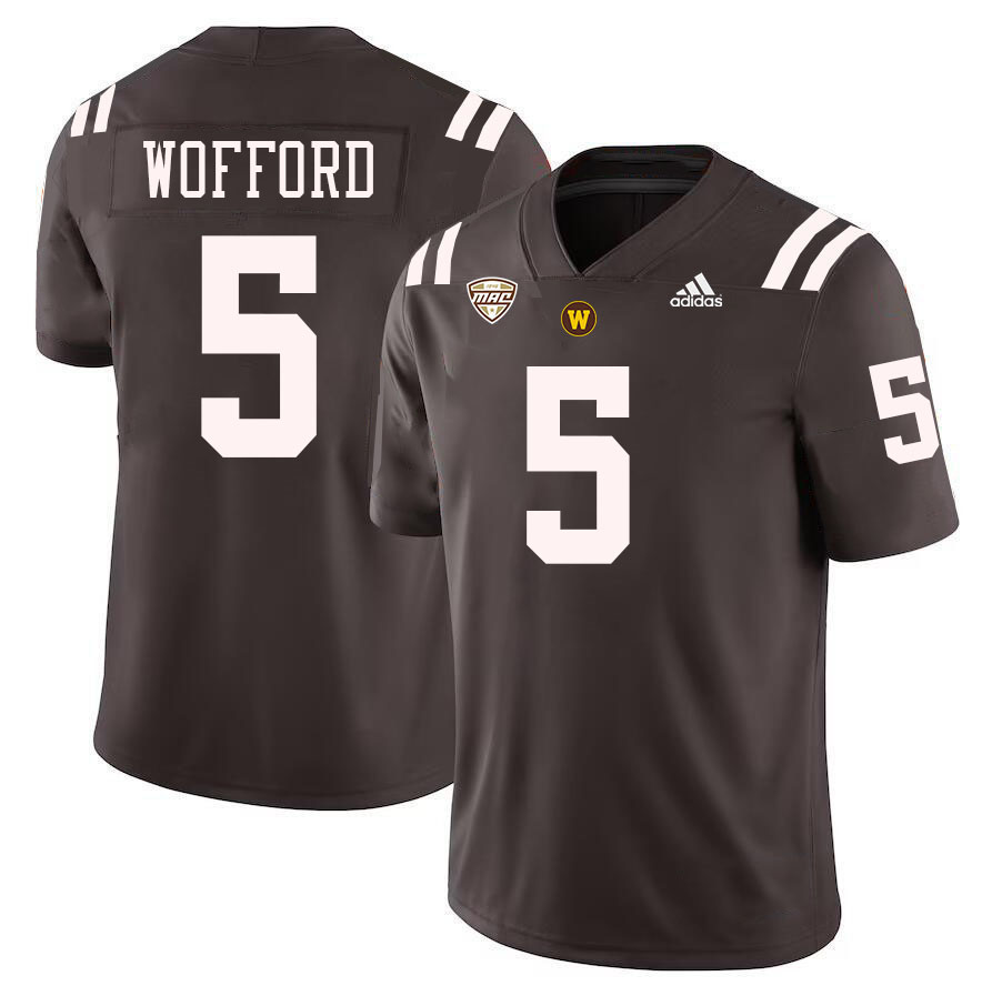 #5 Aaron Wofford Western Michigan Broncos College Football Jerseys Stitched-Brown